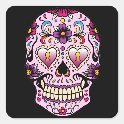 Dag van de Dead Sugar Skull Pink Sticker (Voorkant)