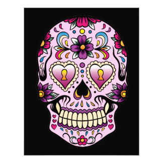 Dag van de Dead Sugar Skull Roze Foto Afdruk