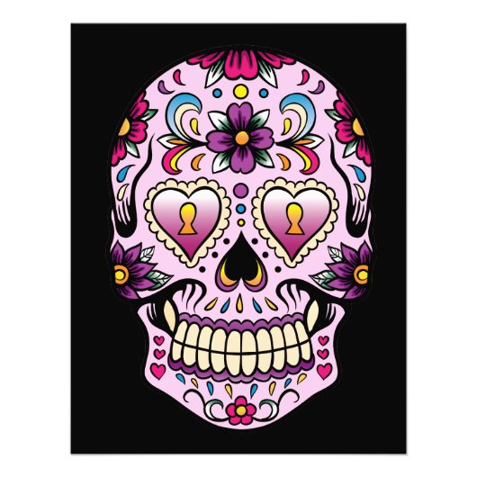 Dag van de Dead Sugar Skull Roze Foto Afdruk (Voorkant)