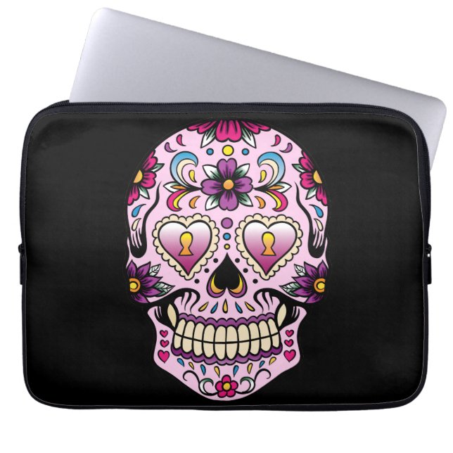Dag van de Dead Sugar Skull Roze Laptop Sleeve (Voorkant)