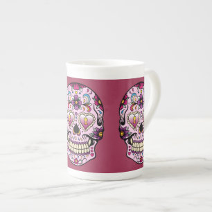 Dag van de Dead Sugar Skull Roze Porselein Kop