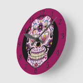 Dag van de Dead Sugar Skull Roze Ronde Klok (Hoek)