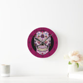 Dag van de Dead Sugar Skull Roze Ronde Klok (Huis)