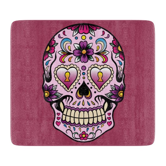 Dag van de Dead Sugar Skull Roze Snijplank (Voorkant)