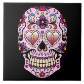 Dag van de Dead Sugar Skull Roze Tegeltje (Voorkant)