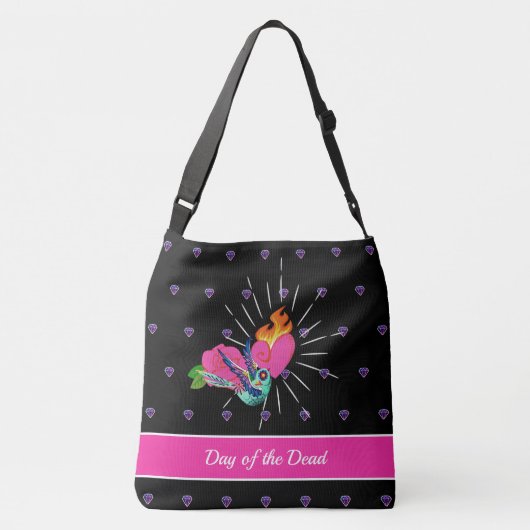 Dag van de dikke kleurrijke Suikervogel zwart Crossbody Tas (Achterkant)