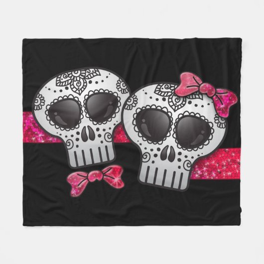 Dag van de dikke suikerschedel Meisje Warmroze gli Fleece Deken (Voorkant (Horizontaal))