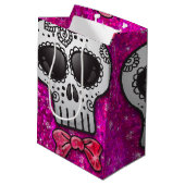 Dag van de dikke suikerschedel Meisje Warmroze gli Medium Cadeauzakje (Achterkant Gekanteld)