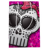 Dag van de dikke suikerschedel Meisje Warmroze gli Medium Cadeauzakje (Voorkant)