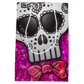 Dag van de dikke suikerschedel Meisje Warmroze gli Medium Cadeauzakje (Achterkant)