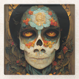 Dag van de dode 1 Fantastische schedel Glazen Onderzetter