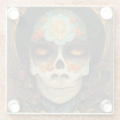 Dag van de dode 1 Fantastische schedel Glazen Onderzetter (Achterkant)