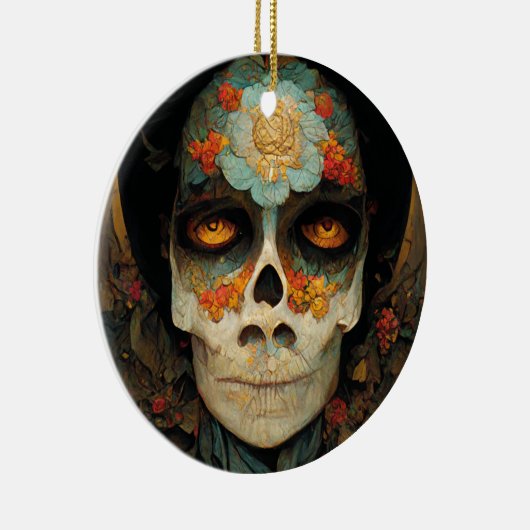 Dag van de dode 1 Fantastische schedel Keramisch Ornament (Rechts)