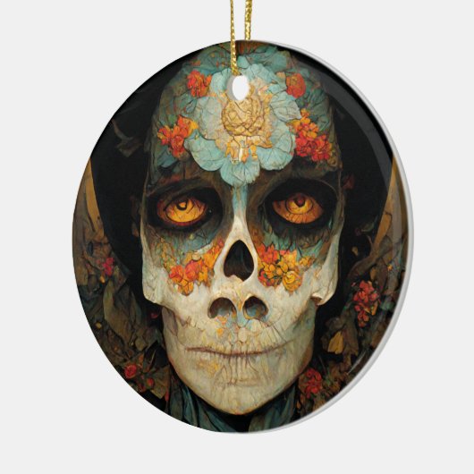Dag van de dode 1 Fantastische schedel Keramisch Ornament (Links)