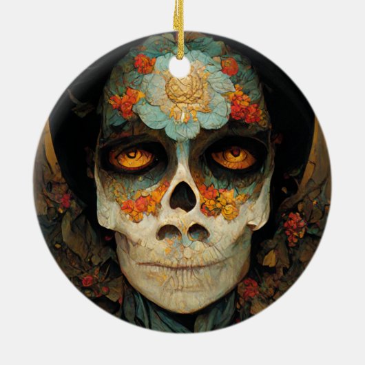 Dag van de dode 1 Fantastische schedel Keramisch Ornament (Achterkant)