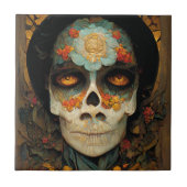Dag van de dode 1 Fantastische schedel Tegeltje (Voorkant)