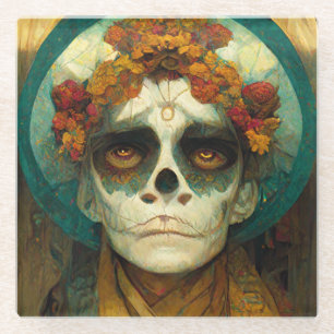 Dag van de dode 2 Fantastische schedel Glazen Onderzetter