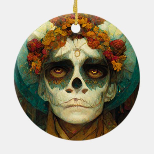 Dag van de dode 2 Fantastische schedel Keramisch Ornament (Achterkant)