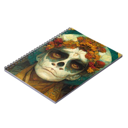 Dag van de dode 2 Fantastische schedel Notitieboek (Linkerzijde)