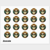 Dag van de dode 2 Fantastische schedel Ronde Sticker (Vel)