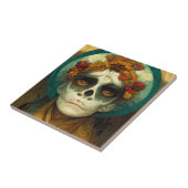 Dag van de dode 2 Fantastische schedel Tegeltje (Zijkant)