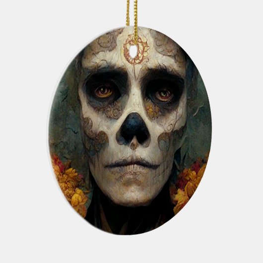 Dag van de dode 3 Fantastische schedel Keramisch Ornament (Rechts)