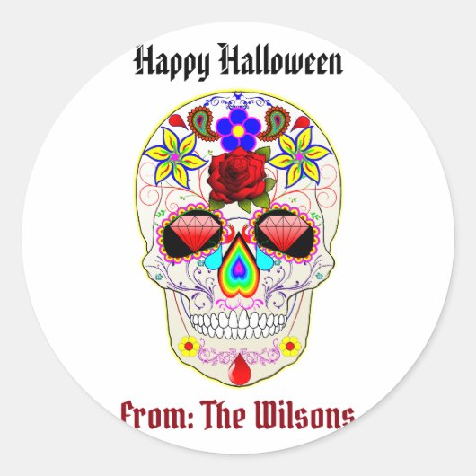 Dag van de Dode Aangepaste Suikerhalloween Ronde Sticker (Voorkant)