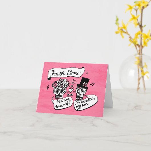 Dag van de Dode "Amor Eterno" Dia de los Muertos Kaart (Gele Bloem)