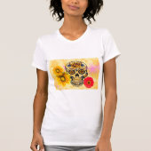 Dag van de dode bloemen schedel t-shirt (Voorkant)