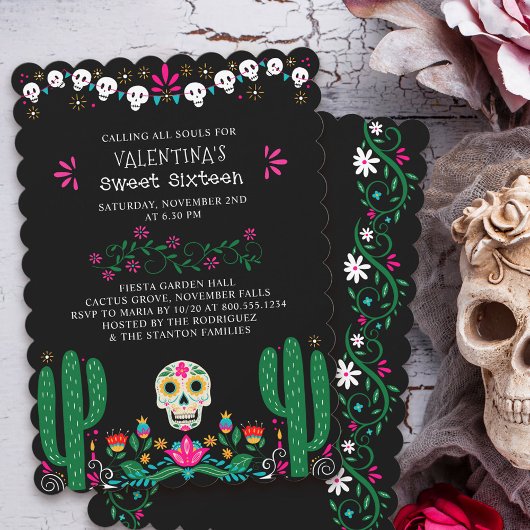 Dag van de Dode Bloemen Skulls Zoet 16 Kaart