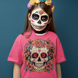 Dag van de Dode Bloemen Suikerschedel Mexicaans T-shirt