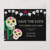 Dag van de Dode Bloemen Suikerschedels Save the Da Aankondigingskaart (Voorkant)