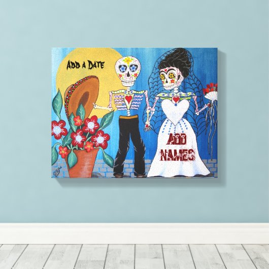 Dag van de dode bruiloft canvas afdruk (Insitu (Houten vloer))