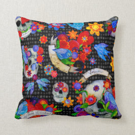 Dag van de Dode Calaveras en Harten Pillow Kussen
