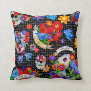 Dag van de Dode Calaveras en Harten Pillow Kussen