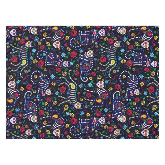 Dag van de Dode Calaveras Katten Tafelkleed (Voorkant (Horizontaal))