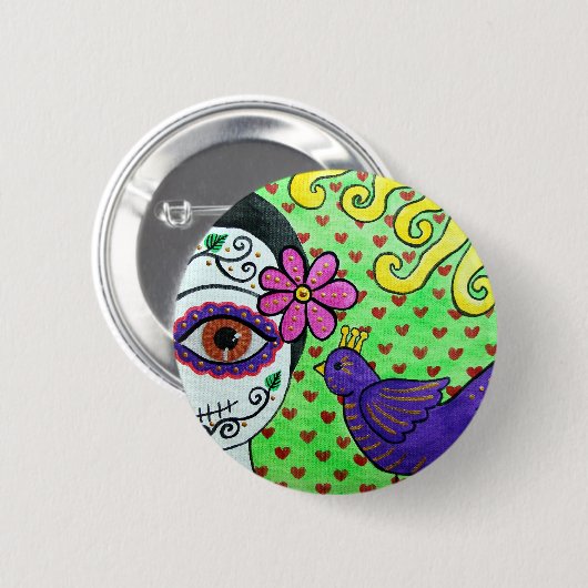 Dag van de dode "Catrina" Button (Voorkant /achterkant)