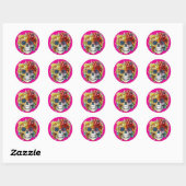 Dag van de Dode Catrina Calavera met bloemen Ronde Sticker (Vel)