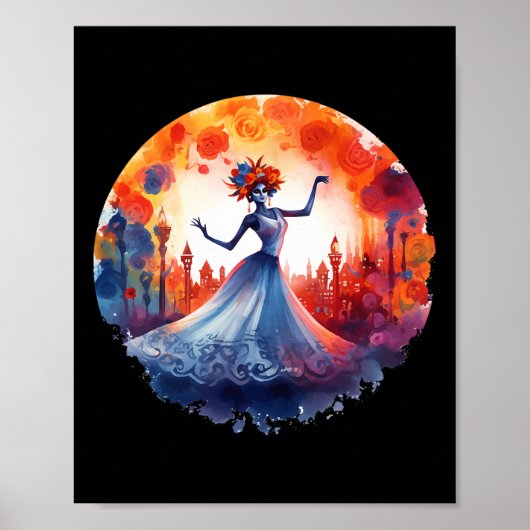 Dag van de Dode Catrina Lady Sugar Skull Dia de Lo Poster (Voorkant)