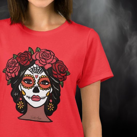 Dag van de Dode Catrina met Rozen T-shirt