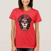 Dag van de Dode Catrina met Rozen T-shirt (Voorkant)