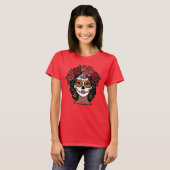 Dag van de Dode Catrina met Rozen T-shirt (Voorkant volledig)