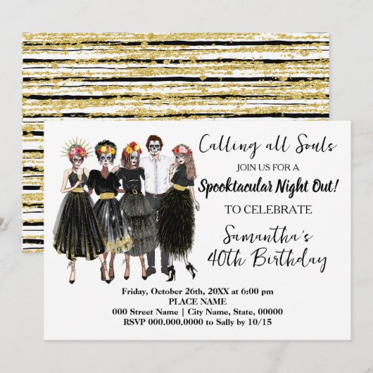 Dag van de Dode Catrina Skulls Volwassen Verjaarda Kaart (Voorkant / Achterkant)