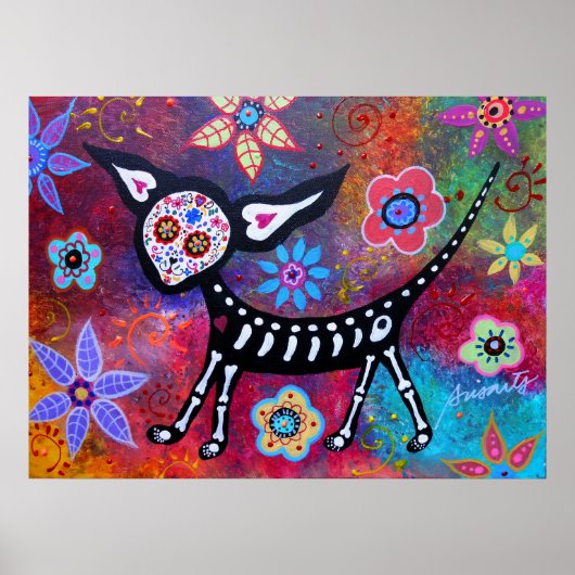 Dag van de Dode Chihuahua Pet Dog Painting Poster (Voorkant)