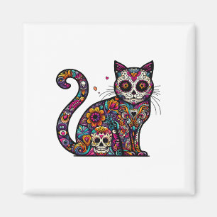 Dag van de Dode Cinco de Mayo Kat Suikerschedel Di Magneet