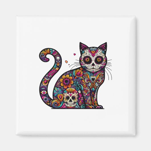 Dag van de Dode Cinco de Mayo Kat Suikerschedel Di Magneet (Voorkant)