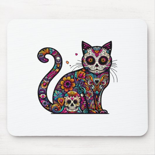 Dag van de Dode Cinco de Mayo Kat Suikerschedel Di Muismat (Voorkant)