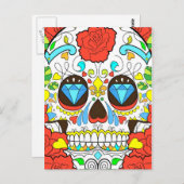Dag van de Dode Colorful Skull Art Briefkaart (Voorkant / Achterkant)