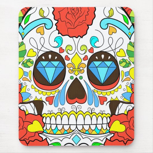 Dag van de Dode Colorful Skull Art Muismat (Voorkant)