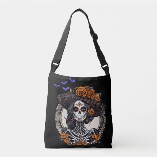 Dag van de Dode Crossbody, Halloween Night Gothic Crossbody Tas (Voorkant)